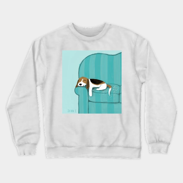 Happy Couch Dog | Cute Beagle Crewneck Sweatshirt by Coffee Squirrel